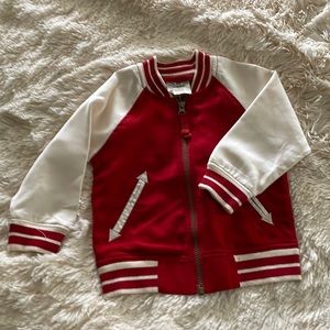 Oshkosh red & creme baseball jacket 18m